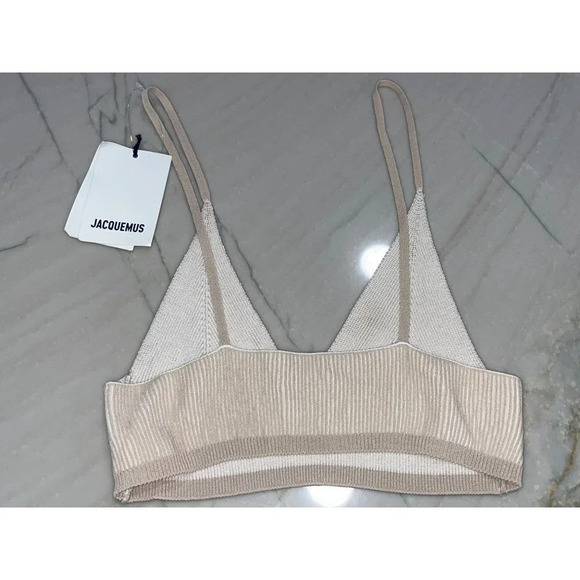 JACQUEMUS Le Bandeau Valensole in Beige Large New Womens Cropped Cami Tank Top - Picture 8 of 16